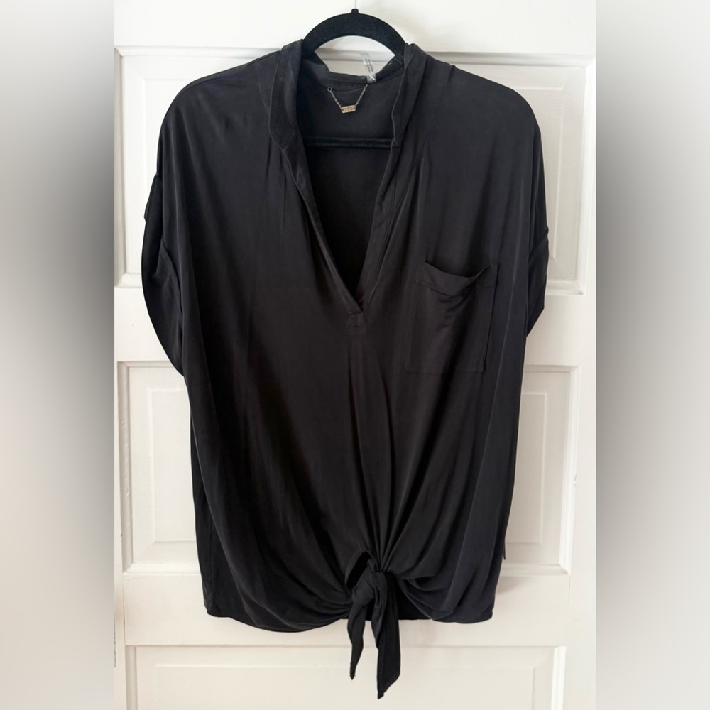 Young Fabulous & Broke Black Tie-Front V-Neck Top